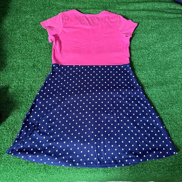 Faded Glory Crew Neck Anchor Nautical Polka Dot Pink & Navy T-shirt Dress Size L - Picture 8 of 11